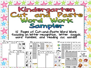 Preview of FREE Kindergarten Cut and Paste Word Work Sampler