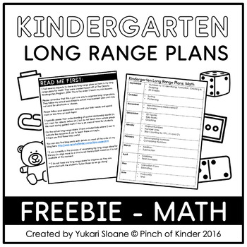 Preview of FREE Kindergarten Long Range Plans - Math