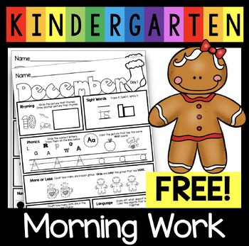 Preview of FREE Kindergarten Morning Work December - Christmas Bell Ringers Spanish Phonics