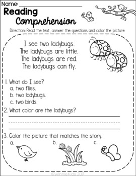 free kindergarten reading comprehension passages spring by winnie kids