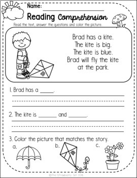 FREE Kindergarten Reading Comprehension Passages - Spring | TpT