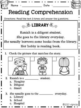 FREE Kindergarten Reading Comprehension Read & Match - Distance Learning