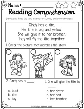 FREE Kindergarten Reading Comprehension (Spring) by Mister Clips