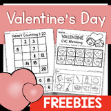 FREE Kindergarten Valentine's Day Centers - CVC Words - Numbers - Sight Words
