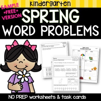 Preview of FREE Kindergarten Word Problems | For Spring