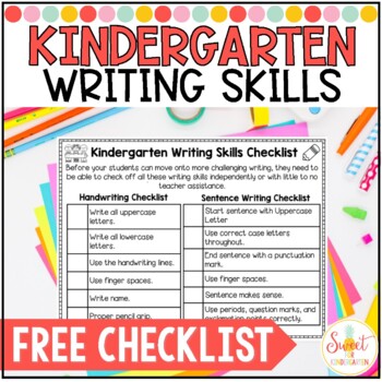 Preview of Free Kindergarten Writing Skills Checklist
