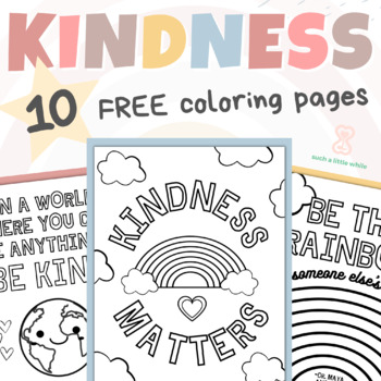 Preview of FREE Kindness Coloring Pages (10 Printable Easy to Color Pages on Kindness)