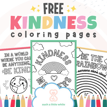 Preview of FREE Kindness Coloring Pages (10 Printable Easy to Color Pages on Kindness)
