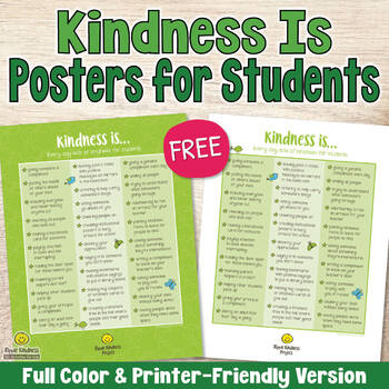 FREE Kindness Is... Acts of Kindness Poster for Students | TpT