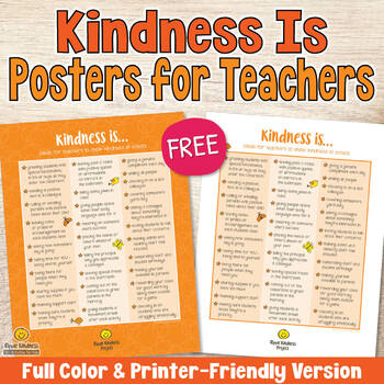 Preview of FREE Kindness Is... Acts of Kindness Poster for Teachers