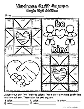 FREE Kindness Math Art - Quilt Square by Light Bulbs and Laughter