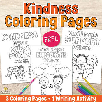 Preview of FREE KINDNESS COLORING PAGES Superpower Affirmations Character Building Activity