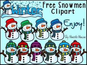 Preview of FREE SNOWMAN CLIPART-COMMERCIAL USE-COLOUR AND BLACK-WHITE