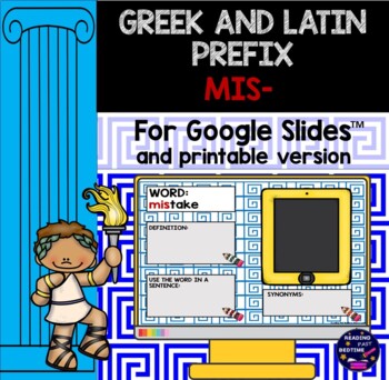Preview of FREE Latin Prefix Mis- Printable and Digital for Google Slides and TpT Easel