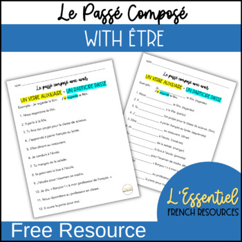 Preview of FREE Le passé composé worksheet with avoir PDF