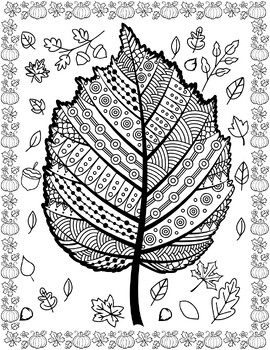 Preview of FREE Leaf Autumn Zentangle Coloring Page Fall Zentangles Fall Coloring sheets