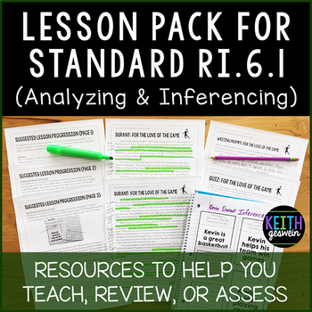 Preview of FREE 6th Grade Lesson Pack for RI.6.1 (Analyzing and Inferencing)