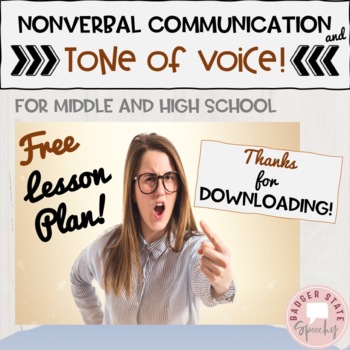 Preview of FREE Lesson Plan Nonverbal Communication Tone of Voice Middle High School