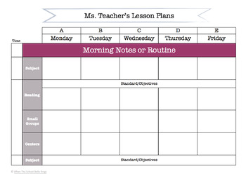 Use This Blank 8 Part Lesson Plan Template Every Time That