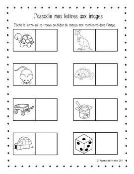 Preview of FREE Letter Matching/ J'associe mes lettres aux images (FRENCH)