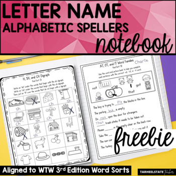 Preview of FREE Letter Name Alphabetic Spellers Words Their Way Activities with Digital