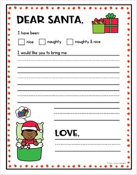 FREE Letter to Santa Template - Color & B/W Version by Mrs Jenny's Designs