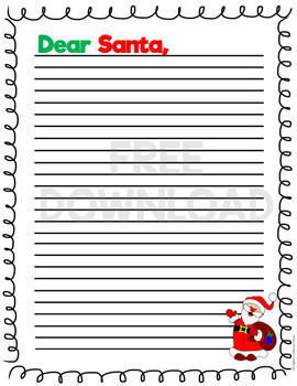 FREE Letter to Santa Christmas Writing Paper by Littles Love Literacy