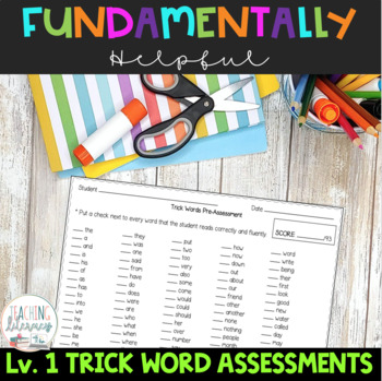Preview of FREE | Level 1 | Trick Words | Pre and Post Assessments