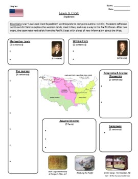 Preview of FREE - Lewis and Clark Expedition Activity