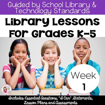 Preview of FREE Library Curriculum Lessons for the First Week of School!  (K-5)