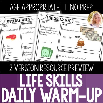 Preview of FREE Life Skills Daily Warm Up Activity:Special Education High School Transition