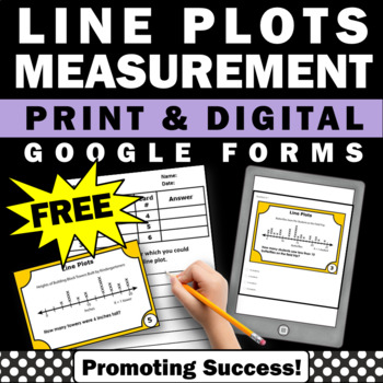 Preview of FREE Line Plots Math Task Cards Measurement Activities Games Google FORMS