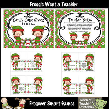 FREE Literacy Center--Candy Cane Elves (Elf Riddles) by Froggie Went a ...