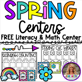 Preview of FREE Literacy Center & Math Game for Kindergarten - Spring