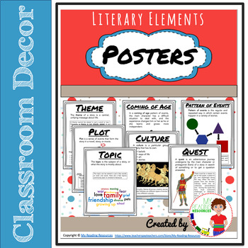 FREE! Literary Elements Posters: Theme, Plot, Topic, Pattern of Events ...
