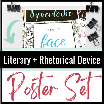 Preview of Literary & Rhetorical Device Poster Set for Secondary ELA -- Shakespeare Theme