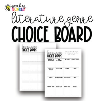 Preview of FREE Literature Genre Independent Reading Choice Board