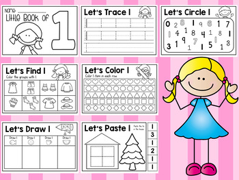 FREE Little Book of Number 1 - Half Page Booklet Pre-K Kindergarten