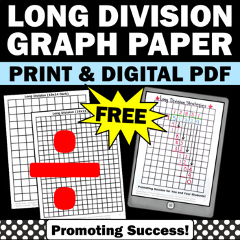 Preview of FREE Long Division Graph Paper Math Strategies Test Prep
