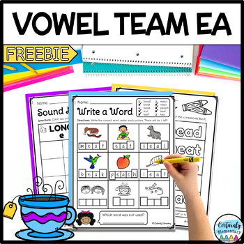 Preview of FREE Long Vowel E Activities | Vowel Team EA Phonics Worksheets - NO PREP
