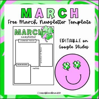 Preview of MARCH | FREE NEWSLETTER TEMPLATE | ST. PATRICKS DAY THEMED