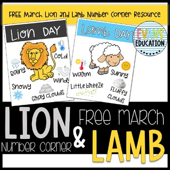 Preview of FREE MARCH NUMBER CORNER Lion and Lamb Visual Posters