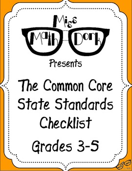 Preview of FREE: MATH Common Core State Standards 3-5 Checklist