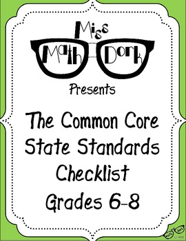 Preview of FREE: MATH Common Core State Standards 6-8 Checklist