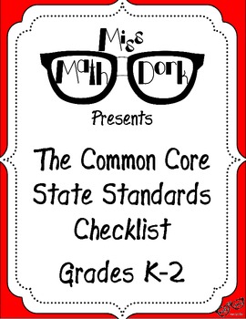 Preview of FREE: MATH Common Core State Standards K-2 Checklist
