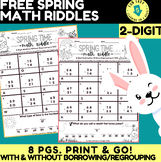 FREE MATH SPRING RIDDLES-2 DIGIT ADDITION & SUBTRACTION WI