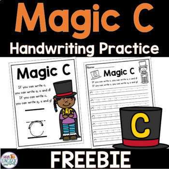 Preview of FREE Magic C Handwriting Practice Printables and Poster