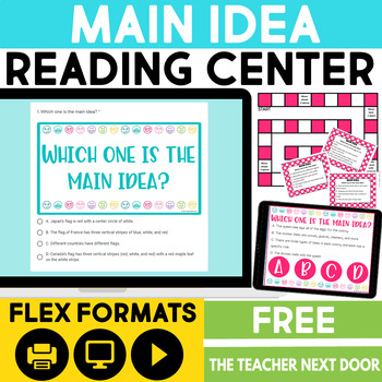 Preview of FREE Main Idea and Key Details Reading Center for 4th & 5th Grade - Reading Game