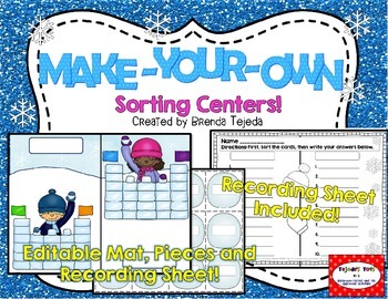 Preview of FREE: Make-Your-Own Sorting Center: Editable Mat, Pieces & Recording Sheets