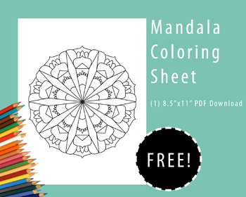 Preview of FREE Mandala Coloring Sheet Printable (active meditation and mindfulness)